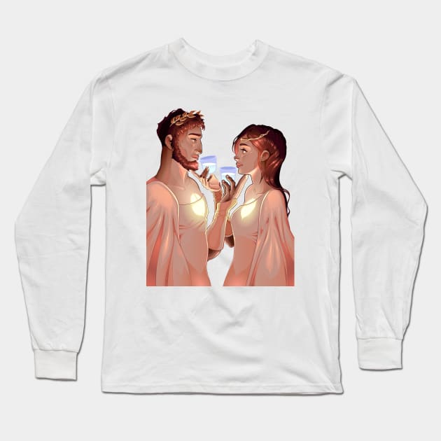 Two Cups Couples Long Sleeve T-Shirt by Mako Design 